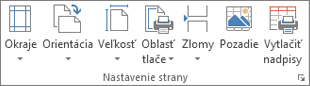 Skupina Nastavenie strany na karte Rozloženie strany
