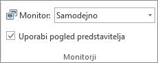 Skupina »Monitorji« na zavihku »Diaprojekcija«