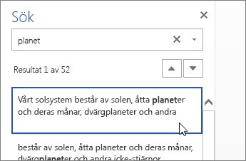 Rutan Sök i Word Online