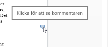 Bild av kommentarspratbubblan i Word Online