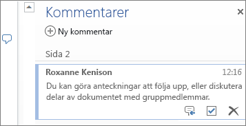 Trådkommentarer i Word Online