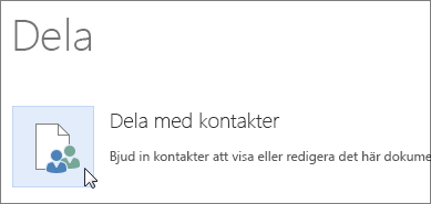 Knappen Dela med kontakter i Word Online