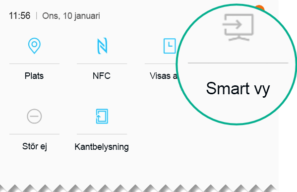 I Snabbinställningar hittar du Smart vy, tryck för att öppna den
