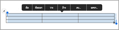 แถบคำสั่งตาราง iPad