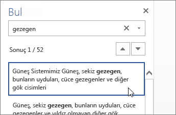 Word Online’da Bul bölmesi