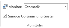 Slayt Gösterisi sekmesinin Monitörler grubu