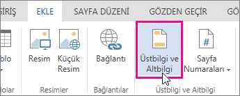 word online’da üstbilgi ve altbilgi düğmesinin resmi