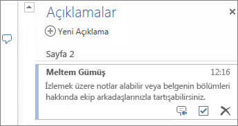 Word Online’da yazışma yorumları