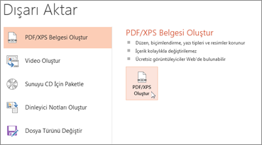 Sunuyu PDF olarak kaydetme