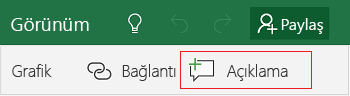 Windows 10 için Excel Mobile’da açıklama ekleme