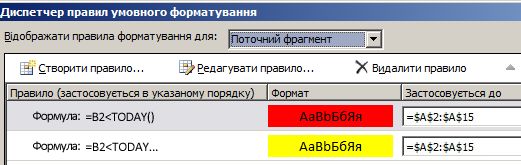 Правила умовного форматування