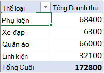 PivotTable ở dạng Đại cương hoặc Dạng bảng