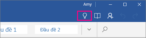 Hiển thị nơi biểu tượng "Cho Tôi biết" xuất hiện trên ruy-băng trong Word Mobile