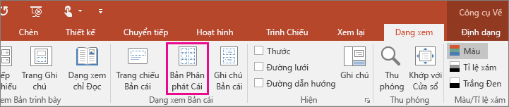 Hiển thị Xem bản phân phát cái trong PowerPoint