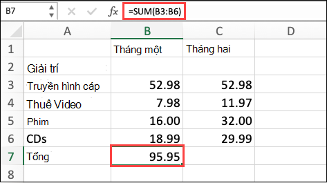 công thức Tự tính tổng của macOS