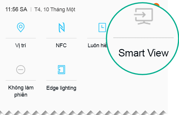 Trong Cài đặt nhanh, tìm Smart View và nhấn để mở