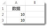 Excel 工作表中单元格 A2 和 A3 中的数据