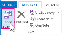 Tlačítko pro uložení a zavření kontaktu