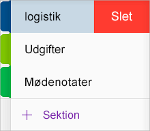 Slet en sektion i OneNote til iOS