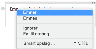 Hold Ctrl nede, mens du klikker på det forkert stavede ord