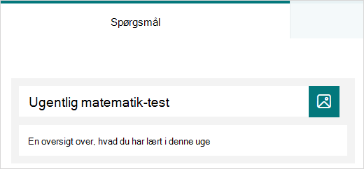 Eksempel på titel og beskrivelse for en test i Microsoft Forms