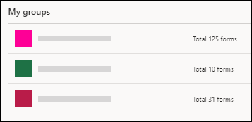 Liste over de grupper, der indeholder formularer til Microsoft Forms på Office.com