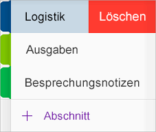 Löschen eines Abschnitts in OneNote für iOS