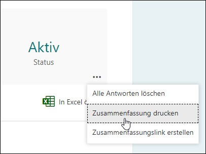 Option ' Zusammenfassung drucken ' in Microsoft Forms