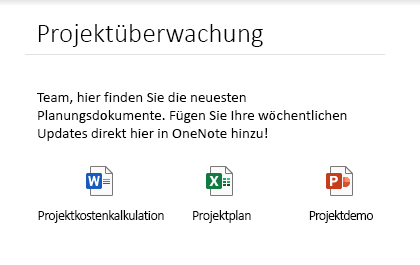 Eingebettete Dateien auf einer Seite in OneNote für Windows 10