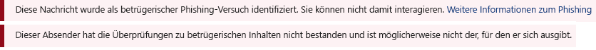 Screenshot der roten Sicherheitsleiste in einer Outlook-Nachricht.