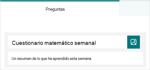 Ejemplo de título y descripción de un cuestionario en Microsoft Forms