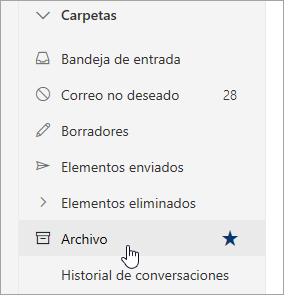 Captura de pantalla de la carpeta Archivo