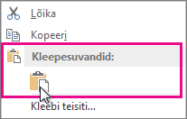 Paremklõps ja käsk Kleebi