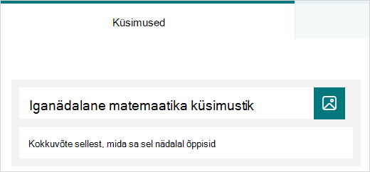 Microsoft Forms õppetesti pealkirja- ja kirjeldusenäidis