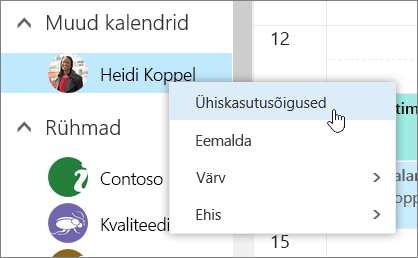 Kuvatõmmis kontekstimenüüst „Muud kalendrid“.