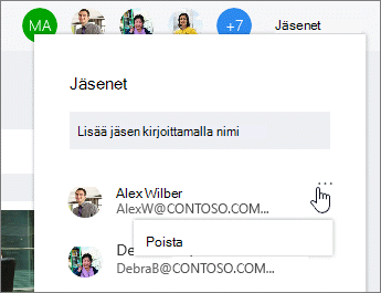 Jäsenten poistaminen suunnitelmasta