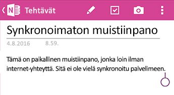 Synkronoimaton muistiinpano OneNote for Androidissa