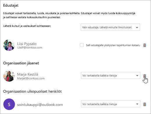 Näyttökuva Jaa tämä kalenteri -valintaikkunasta.