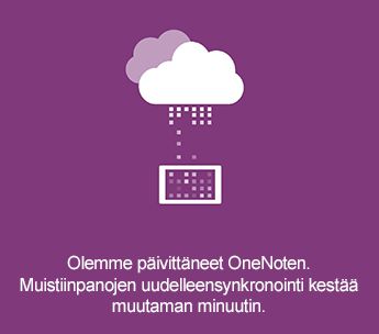 OneNote for Androidin synkronointinäyttö