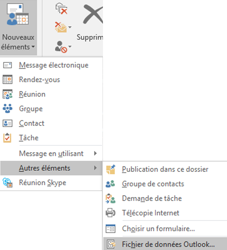 Créer un fichier de données Outlook