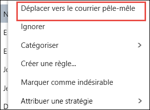 Déplacer vers le courrier pêle-mêle