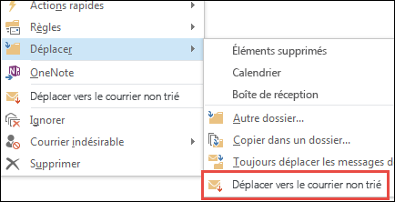 Déplacer vers le courrier pêle-mêle