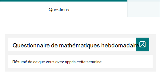 Exemple de titre et de description d’un questionnaire dans Microsoft Forms