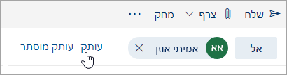 צילום מסך של הלחצנים 'עותק' ו'עותק מוסתר'