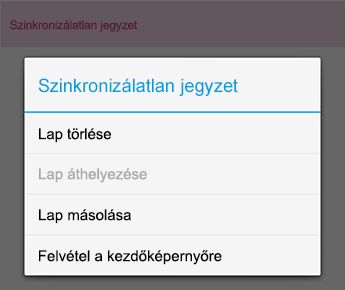 A Jegyzet menü az Android OneNote-ban