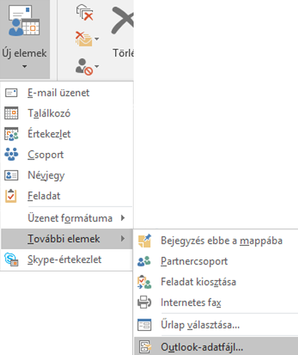 Új Outlook-adatfájl létrehozása