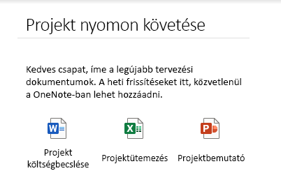 Beágyazott fájlok egy lapon a Windows 10 OneNote-ban