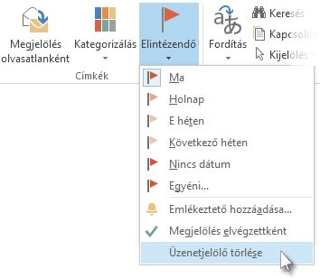 Az Üzenetjelölő törlése parancs a menüszalagon