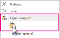 Klik kanan dan pilih Tempel