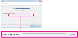 Slider jumlah penyimpanan email offline